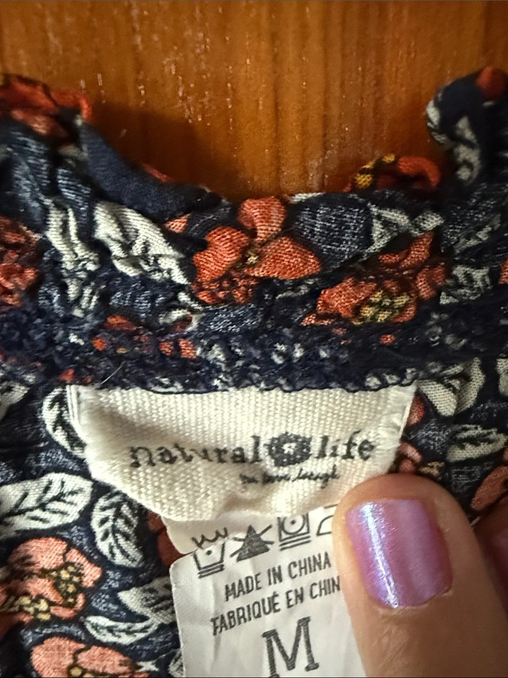 Natural Life Floral and Feather Spaghetti-Strap Swing Dress in Navy and Rust - Picture 2 of 4